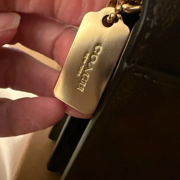 Coach Brown Signature Crossbody Bag with Gold Chain - Picture 3 of 10